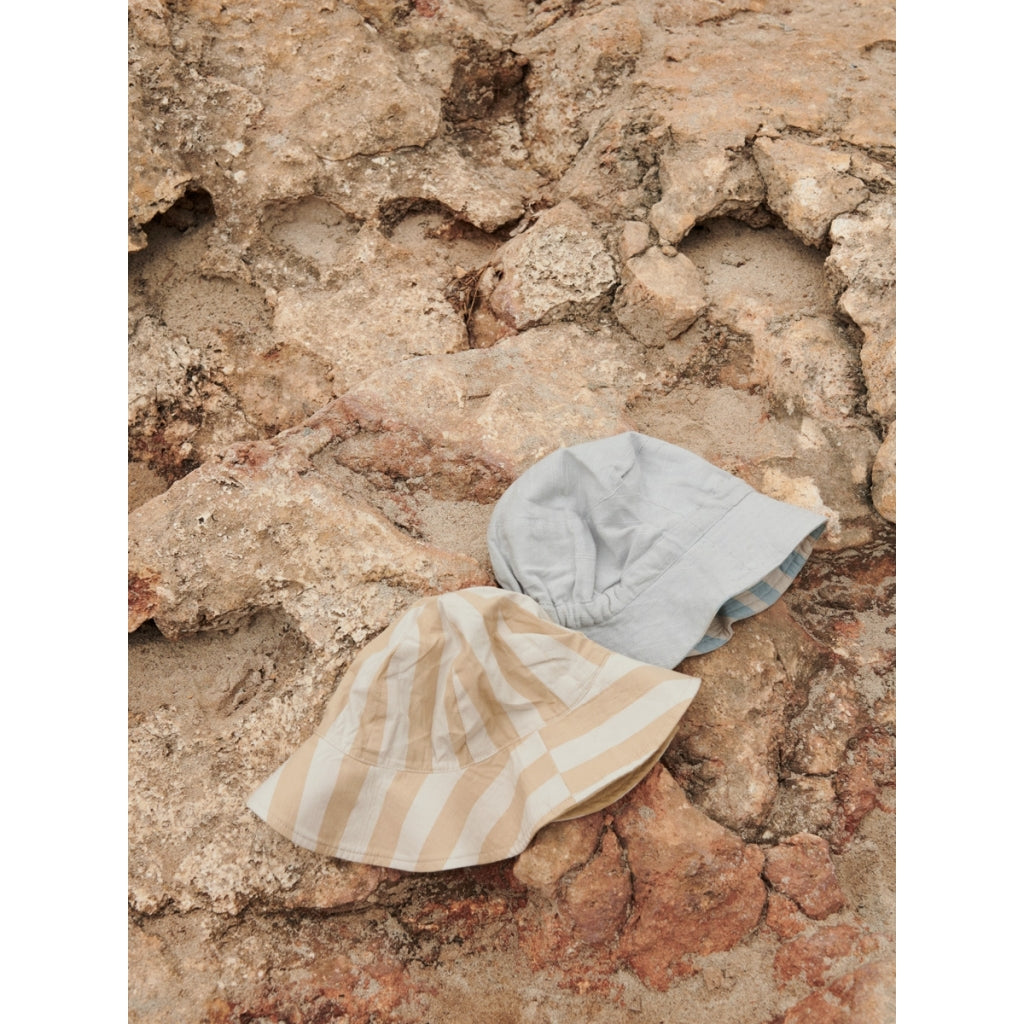 Sander Wende Sonnenhut - Sea Blue Sandy | Vielseitiger Wendehut in Meeresblau und Sandfarben, breite Krempe und UV-Schutz | Kinder und Erwachsene