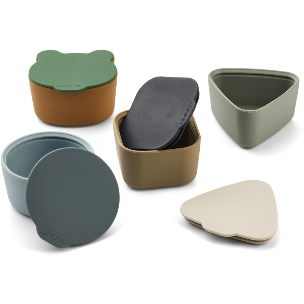Snackboxen mit Deckel 4er Set, verschiedene Farben