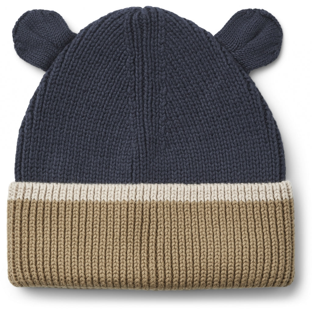 Wintermütze Beanie Mütze für Kinder, Midnight navy  oat mix