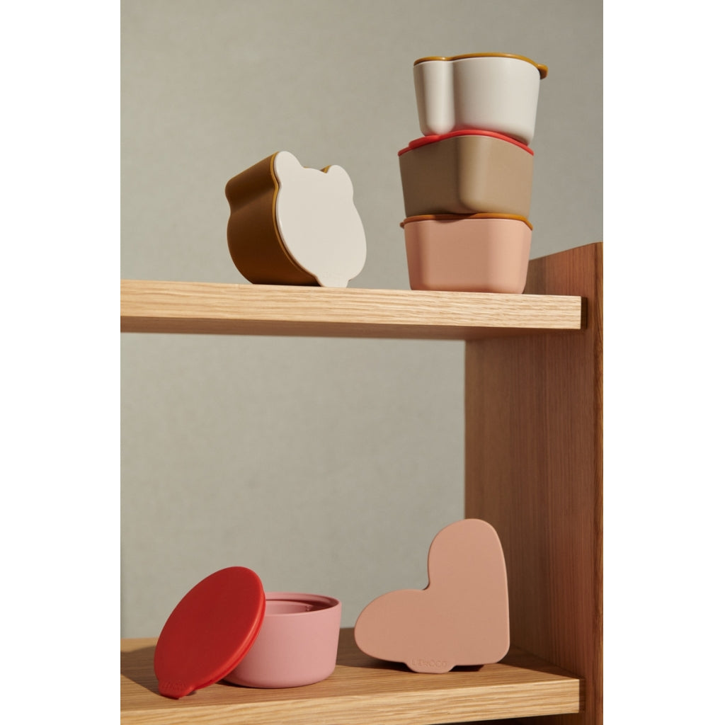 Snackboxen mit Deckel 4er Set, verschiedene Farben