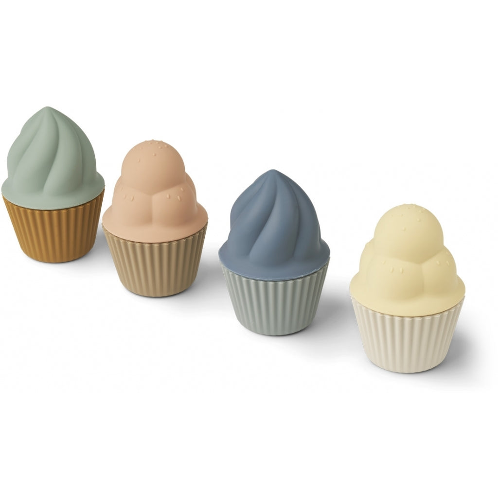Cupcakes Spielzeug 4er Pack | Set mit vier niedlichen Cupcake-Spielzeugen, stapelbar | Kinder ab 1 Jahr