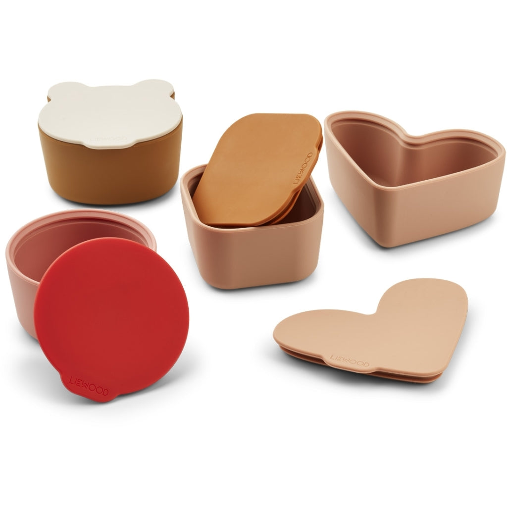 Snackboxen mit Deckel 4er Set, verschiedene Farben