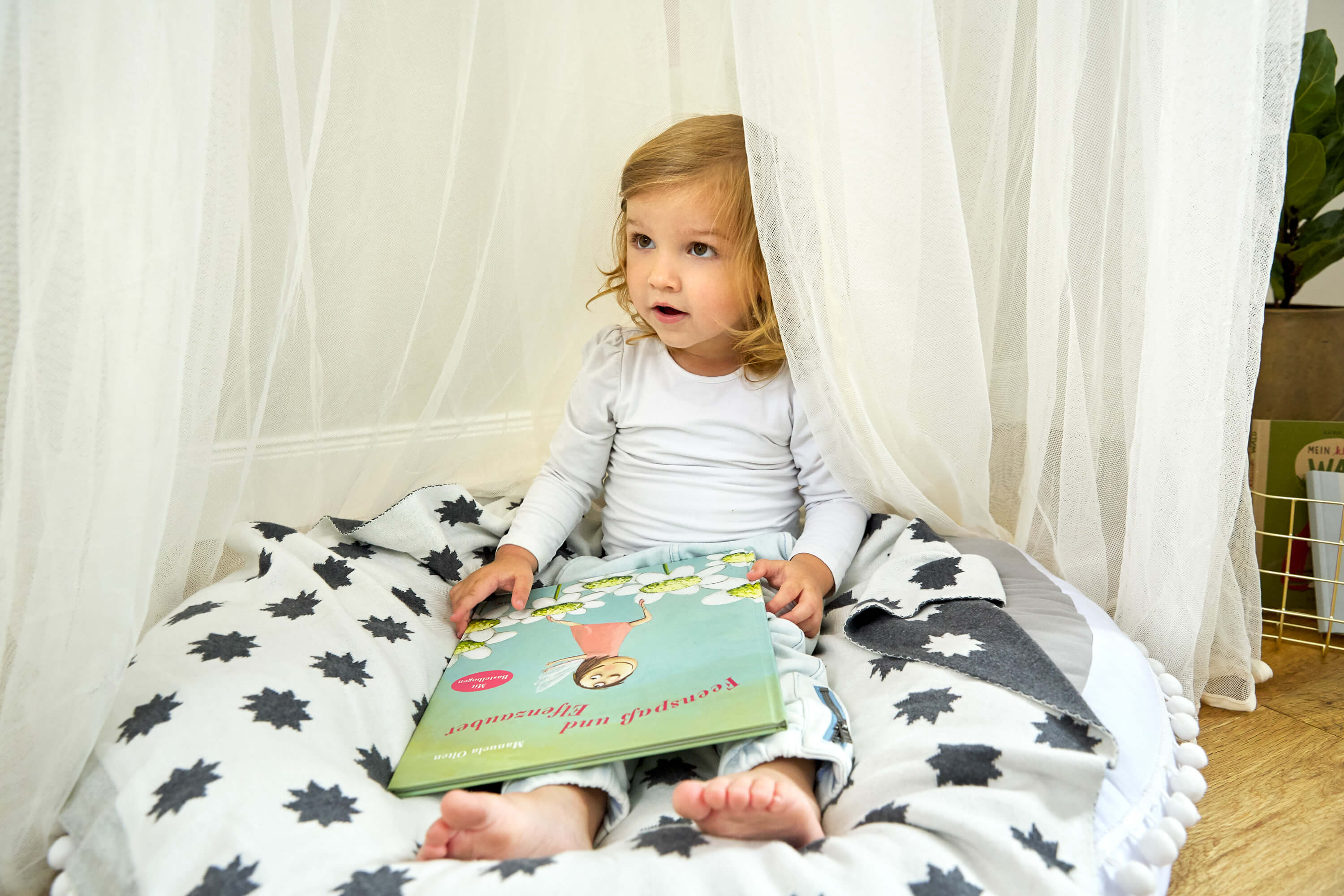 Baby Kinderdecke - Little Chums Stars White, 75x100cm