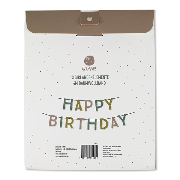 Girlande Geburtstag Happy Birthday in pastell