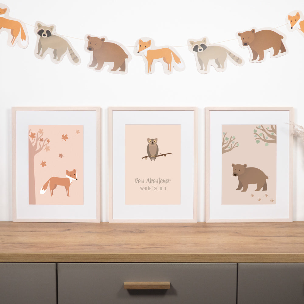 Kinderzimmer Poster Set Wald