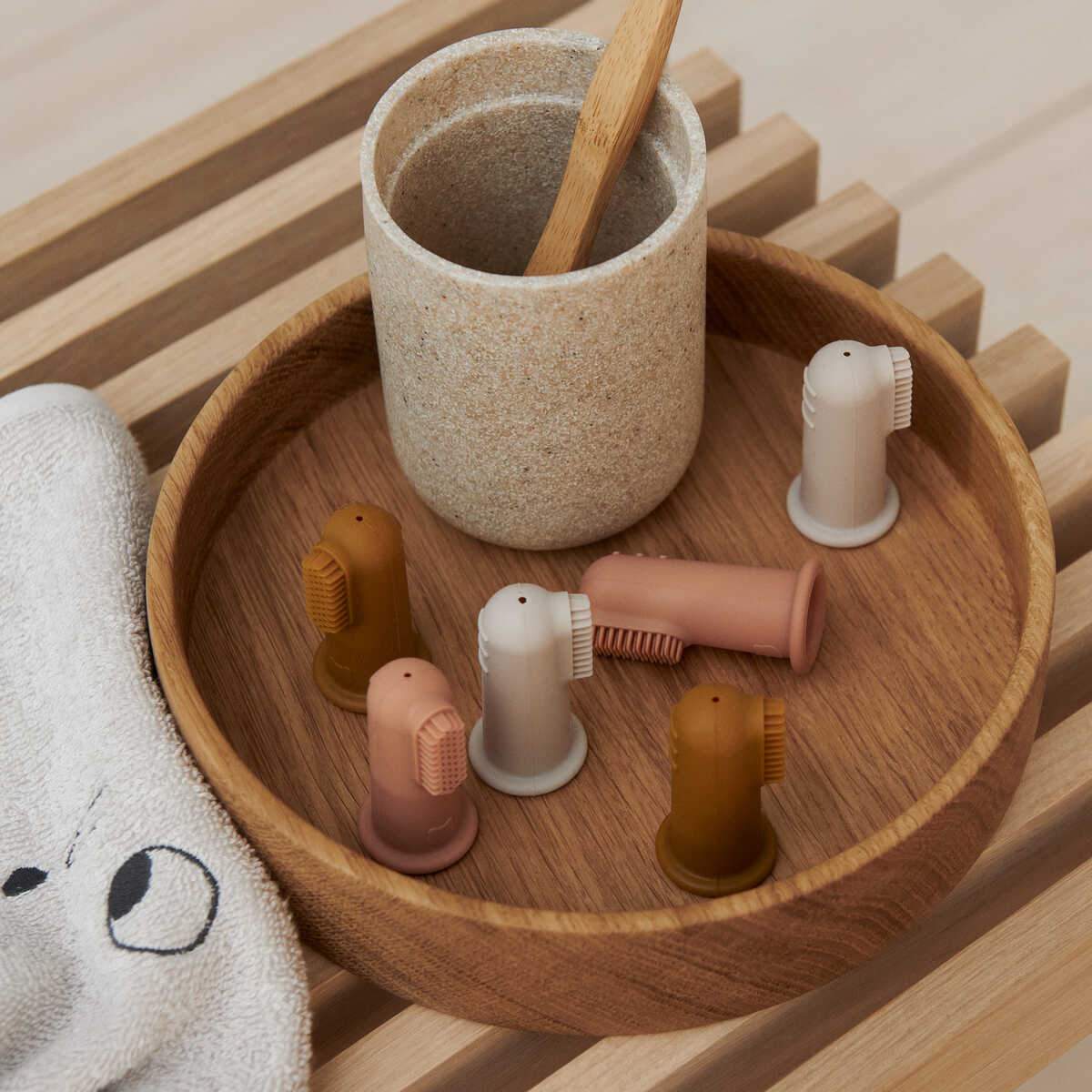 Kinder Fingerzahnbürtse Simon "Sandy Multi Mix", 6er Pack