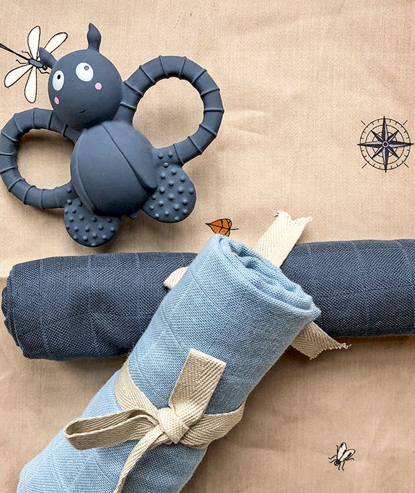 Baby Beißring Naturkautschuk, Felix the Fly, blau