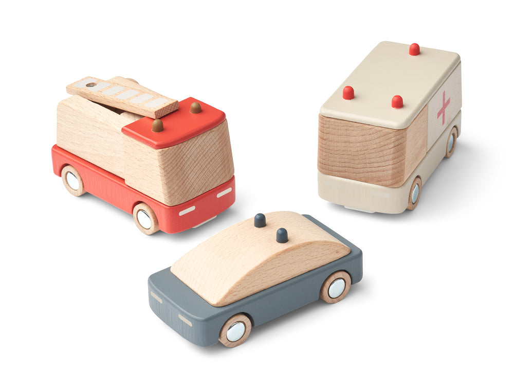 Liewood Spielzeugautos, Einsatzfahrzeuge aus Holz