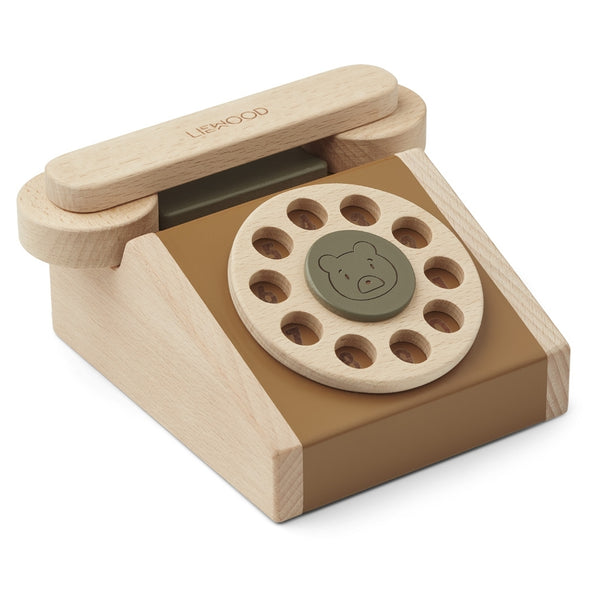 Spielzeug Telefon aus Holz, Golden Caramel Multi Mix