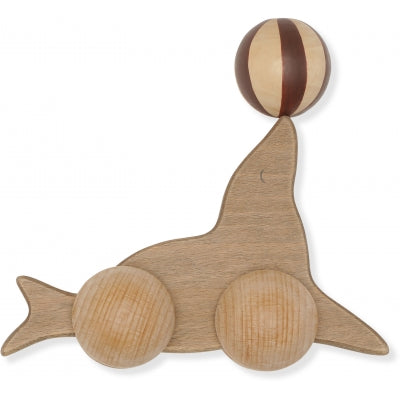 Spielzeug Seelöwe aus Holz, auf Rollen
