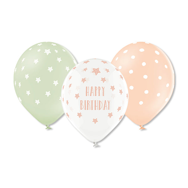 Luftballons Geburtstag pastell, 100% Naturkautschuk